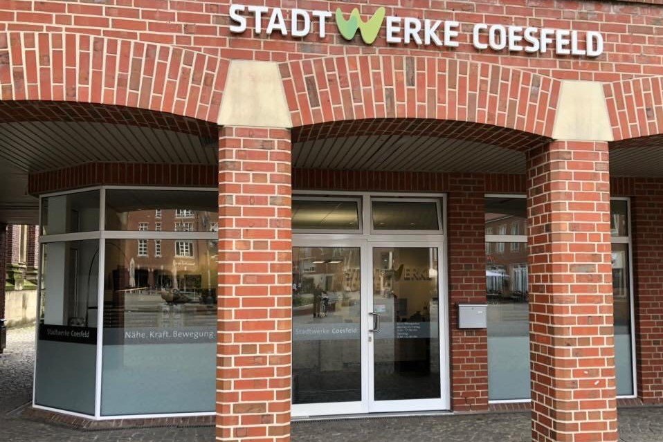 Servicecenter. Eingang der Stadtwerke Coesfeld Servicecenter.